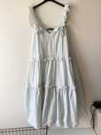 Zara ażurowa mietowa sukienka midi hafty koronka boho