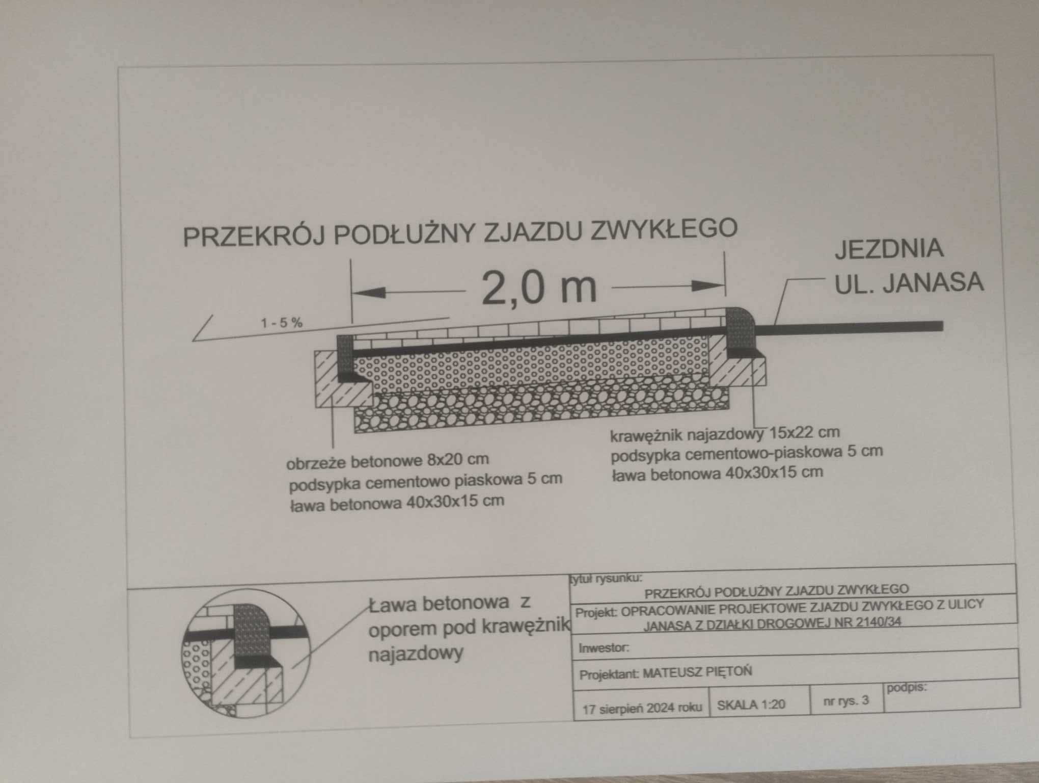 projekty zjazdu do posesji (opracowanie projektowe)