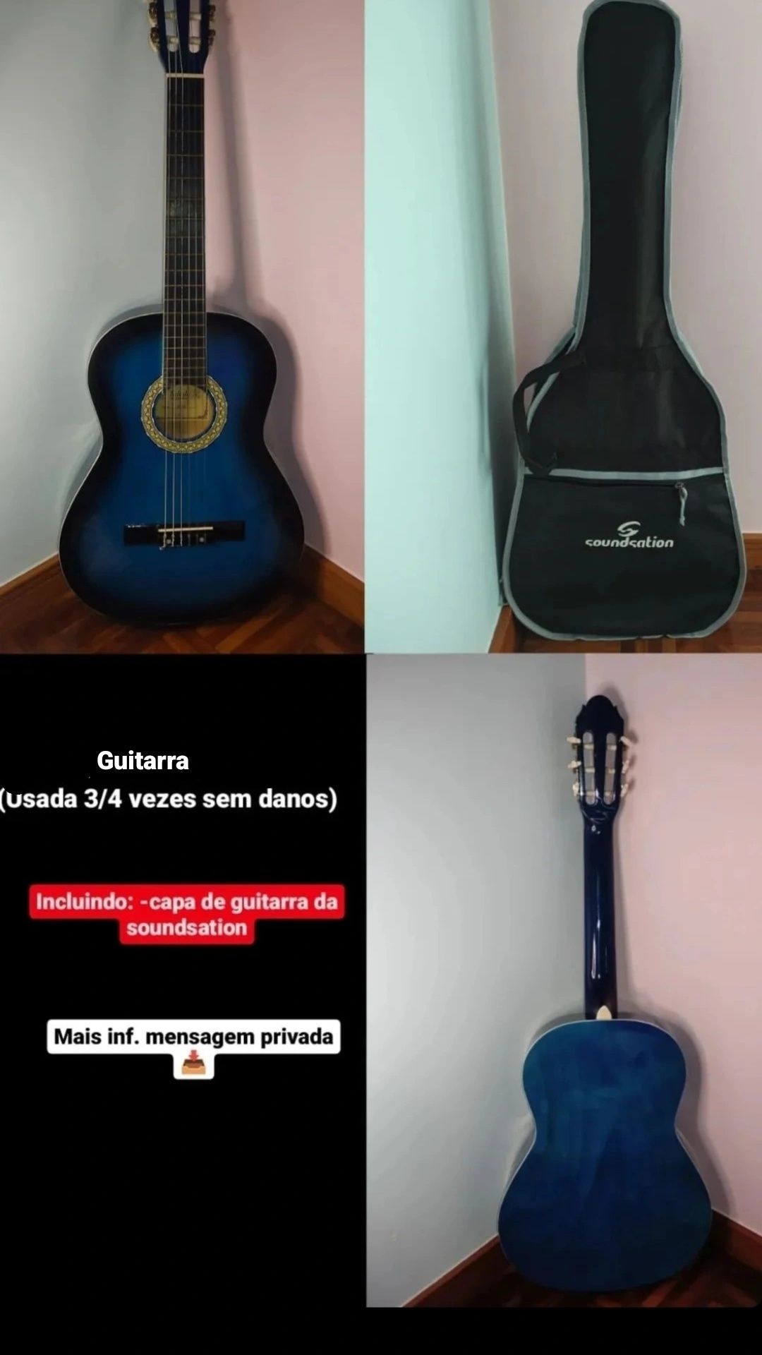 Guitarra em tons de azul