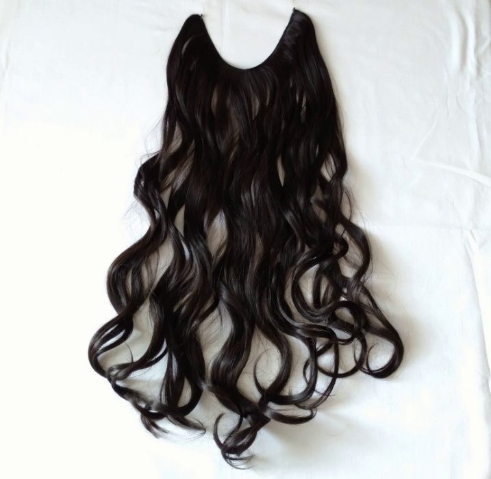 Волосы для наращивания на леске 60см шоколадно коричневый цвет