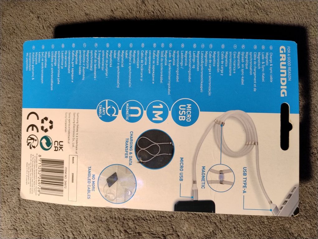 Kabel micro USB, magnetyczny . Nowy !!!