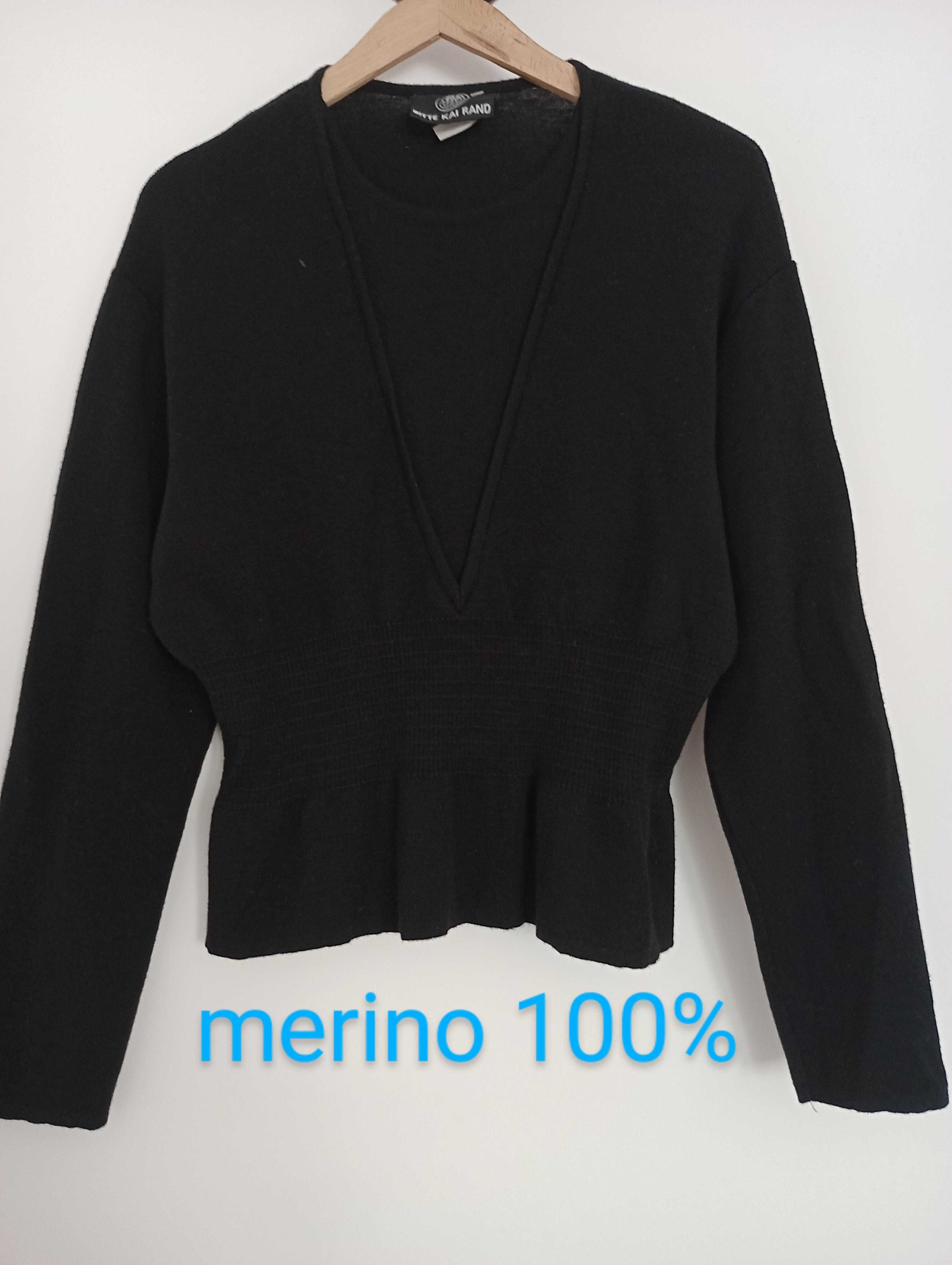 sweter wełniany merino czarny Bitte Kai Rand Copenhagen
