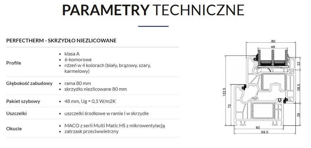 Okna Okno PCV 1465 x 1435 3 szybowe U=0.83 Czyste powietrze Od ręki