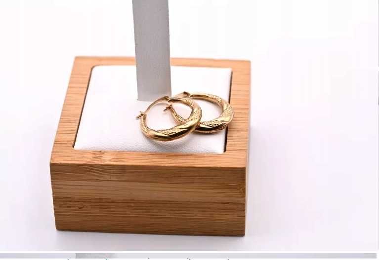 ZB347 Ciekawe, wygodne i lekkie kolczyki kółeczka 375 ze wzorkiem