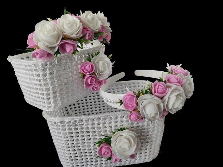 Koszyczeki do sypania kwiatków i opaska