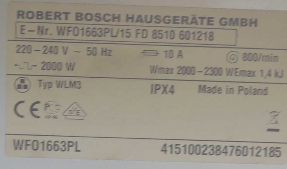 Pralka Bosch WF01663PL/15 5kg 1000obr A+ Gwarancja - ROK! Transport