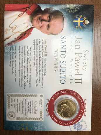 Numizmat "Święty Jan Paweł II Santo Subito"