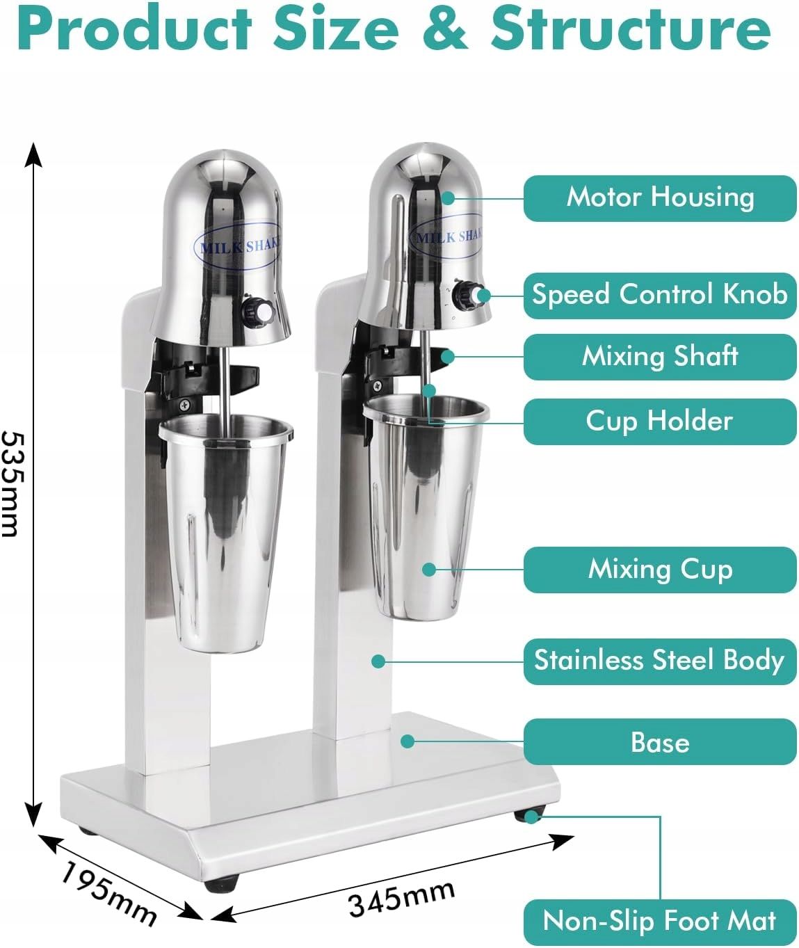 YJINGRUI Milkshake Maker, 560W komercyjny blender(D163)