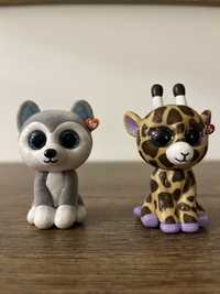 2 figurki Ty pies Husky I żyrafa