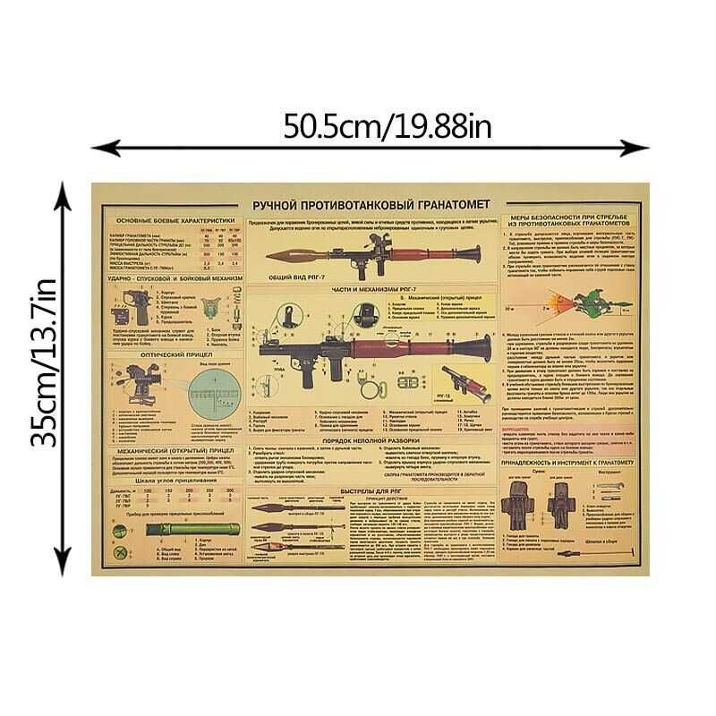 Plakat 52x36cm RPG-7 Radziecki Granatnik Przeciwpancerny Broń