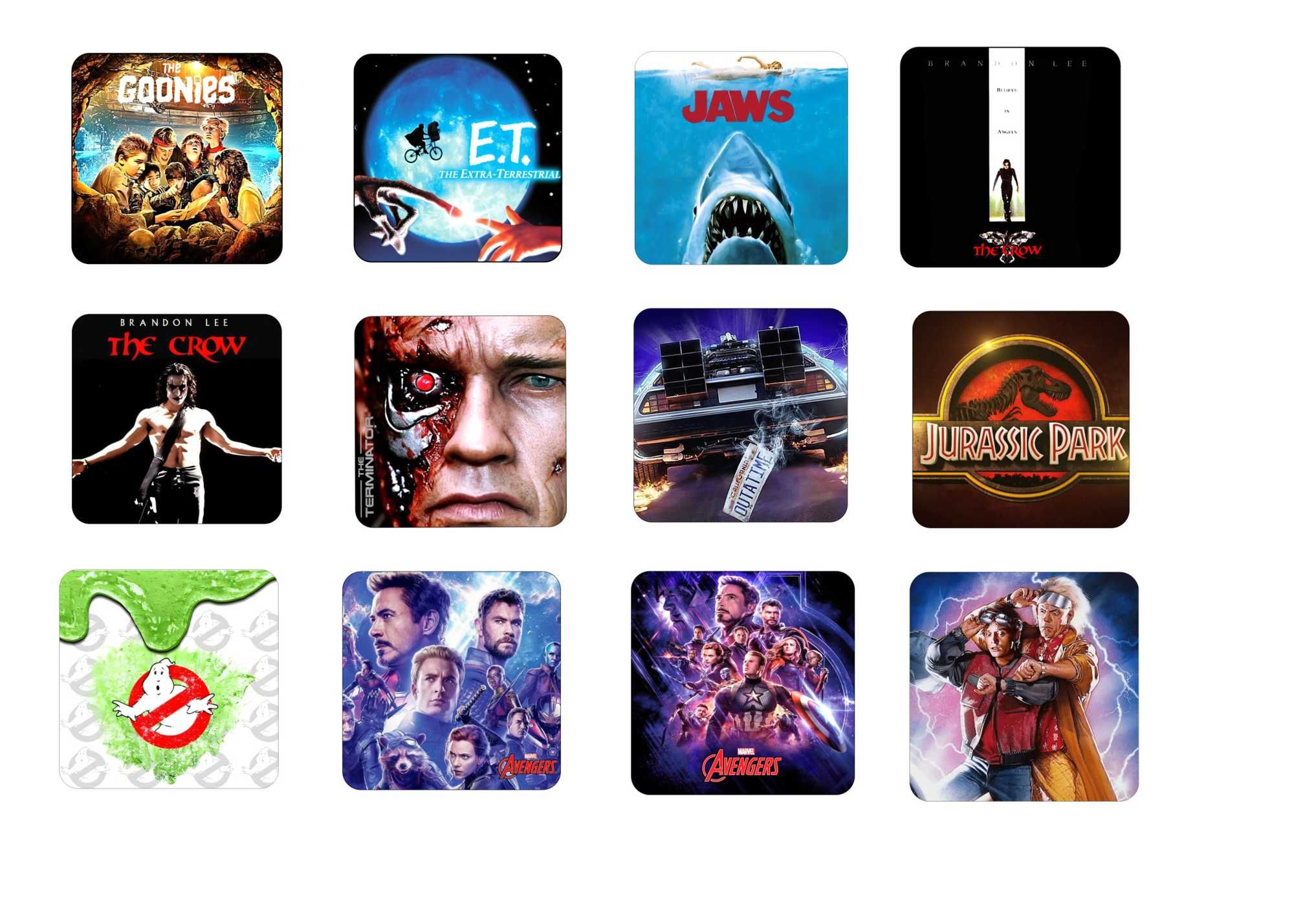 Base de copos Filmes The Lost Boys, Star Wars, Back to the Future
