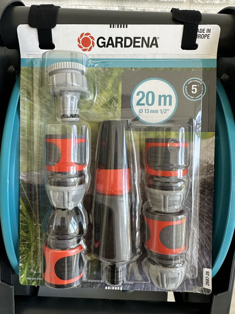 Котушка зі шлангом 1/2 20м для поливу рослин GARDENA Німеччина шланг