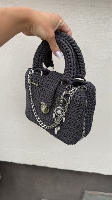 Torebka do ręki ręcznie robiona ze sznurka Handmade dziergana