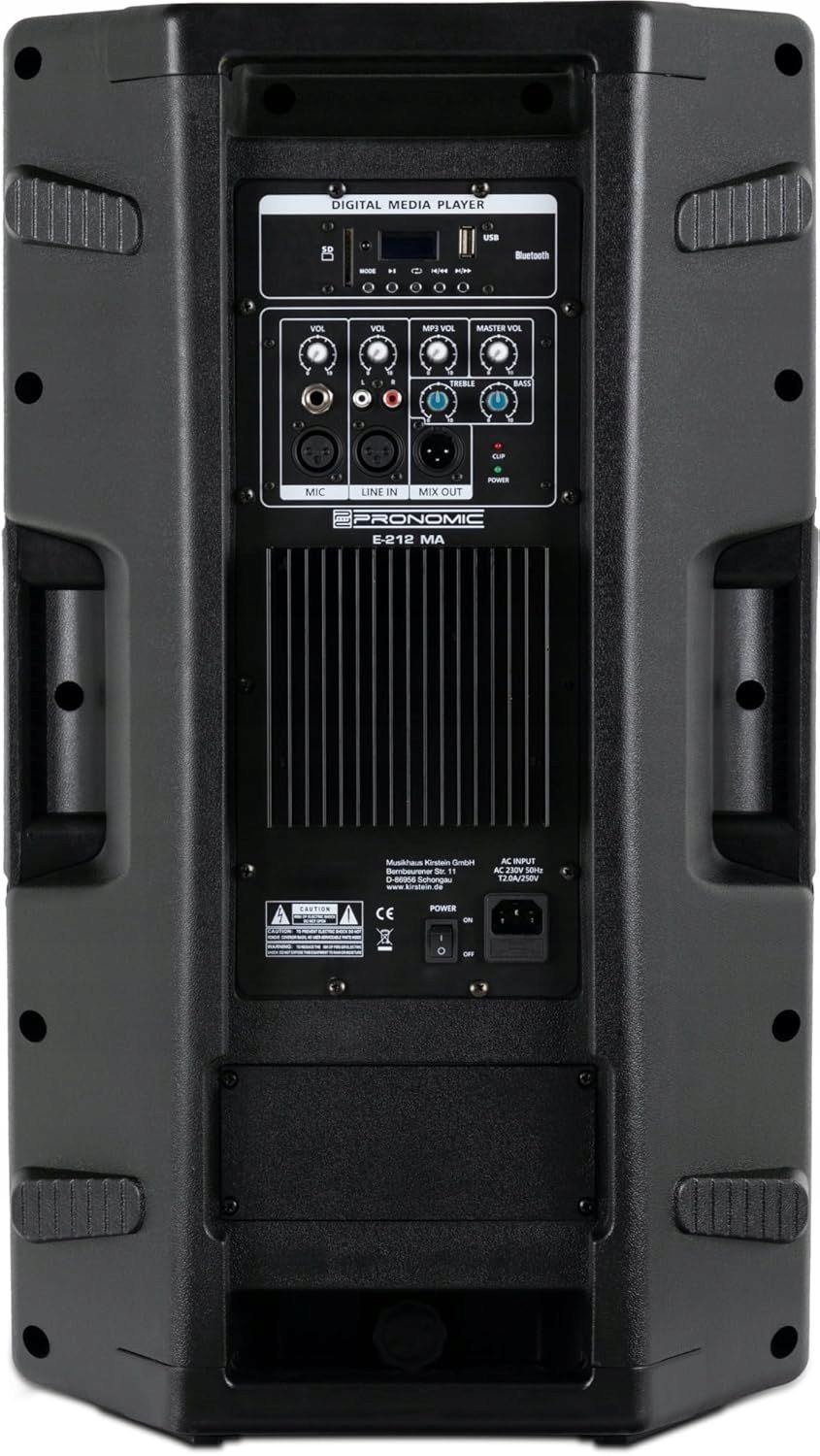 Pronomic E-212 MA 2x  Kolumny Aktywne Sub 12" 250W z Bluetooth i  MP3