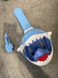 Pełnotwarzowa maska do snorkelingu rekin dziecięca XS