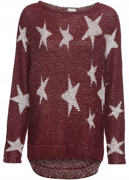B.P.C sweter ażurowy bordowy w gwiazdki r.40/42