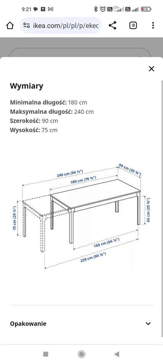 Stół duży IKEA Ekedalen 903.407.74 rozsuwany dąb