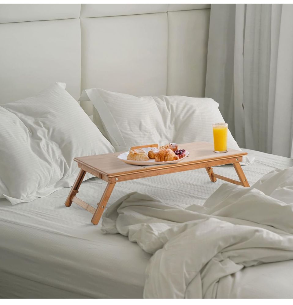 Mesa Dobrável de Bambu para Portátil — Bandeja de Cama
