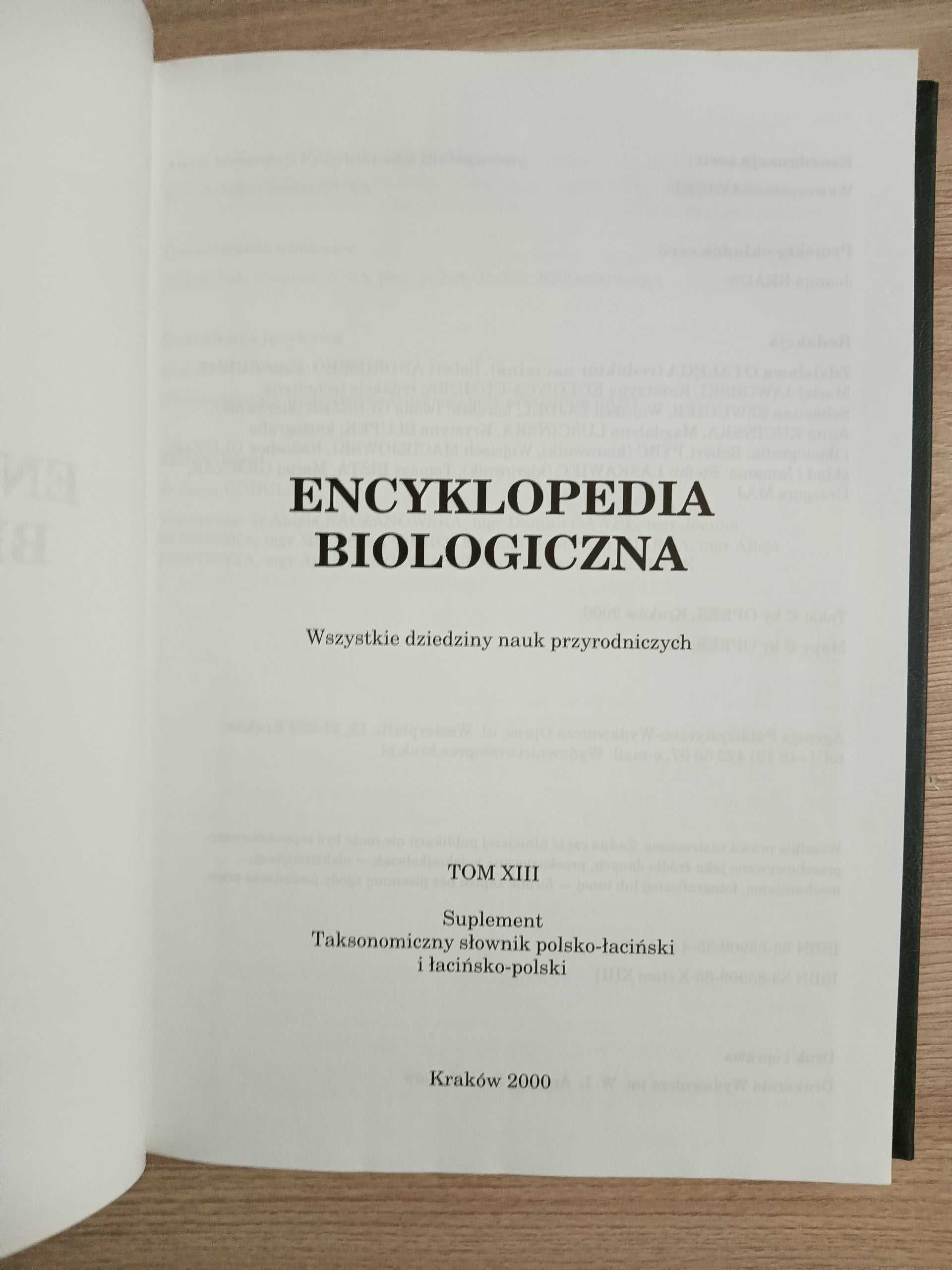 Encyklopedia Biologiczna Tom XIII Suplement Słownik Taksonomiczny