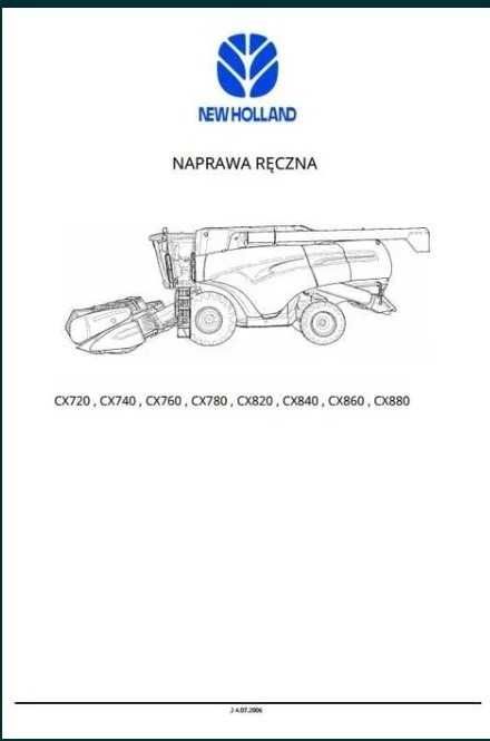 Instrukcja napraw New Holland CX 720, CX 740, CX 760, CX 780 PL