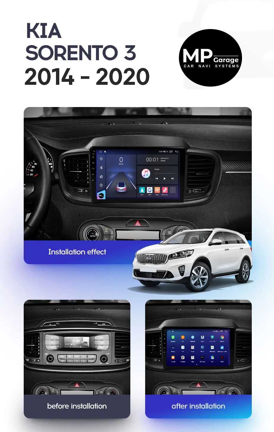KIA SORENTO 3 stacja multimedialna Android CarPlay/AA Qled 4G Montaż