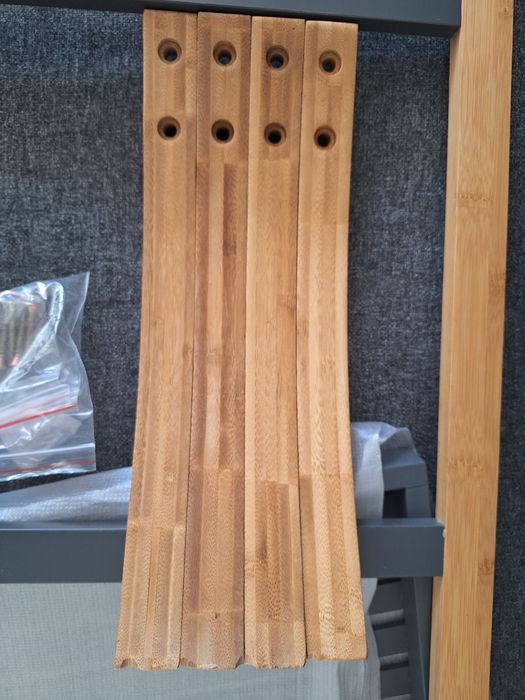 Nowy Relaxdays Bambusowy wieszak na ręczniki, z półką i 3 drążkami