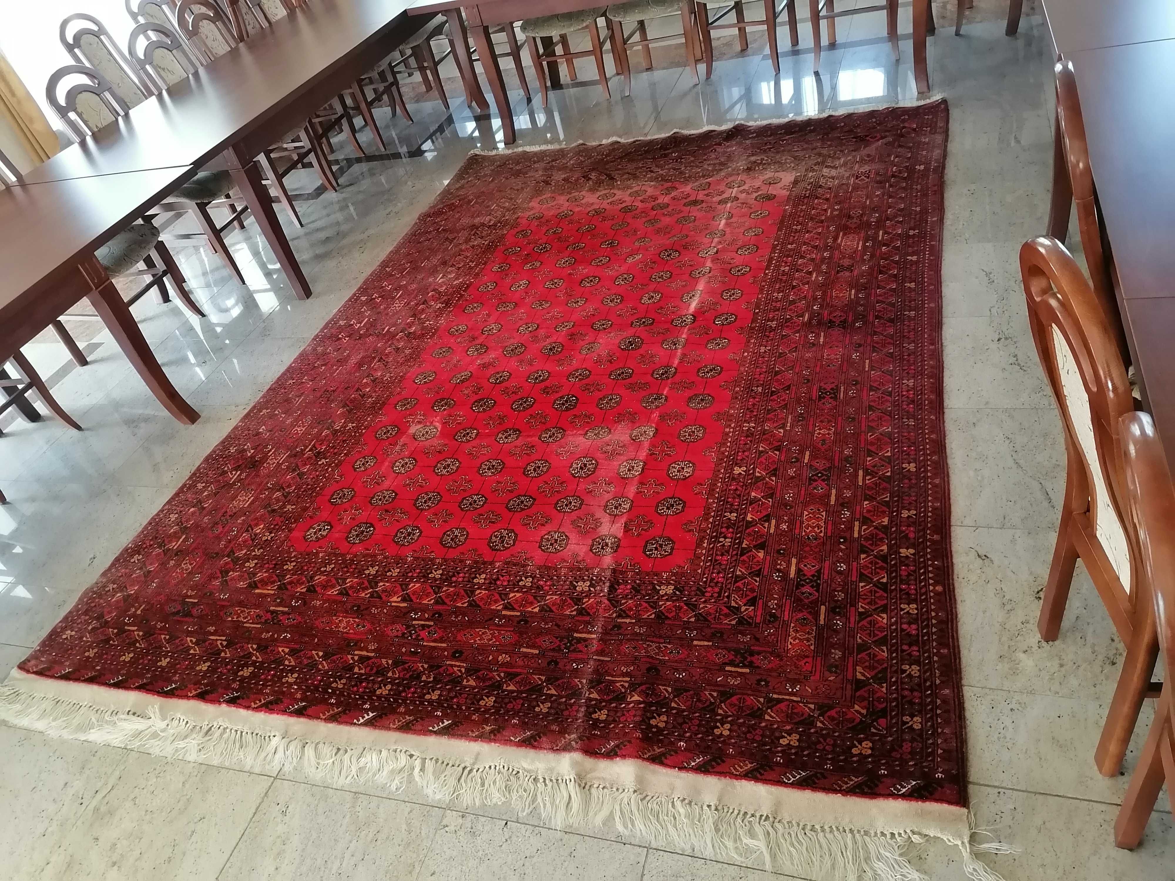 Duży ręcznie tkany dywan bukhara tekke? 3.6m x 2.5m 200 000 wezłów m2