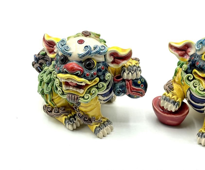 Cães foo em porcelana antigos, chineses oriental