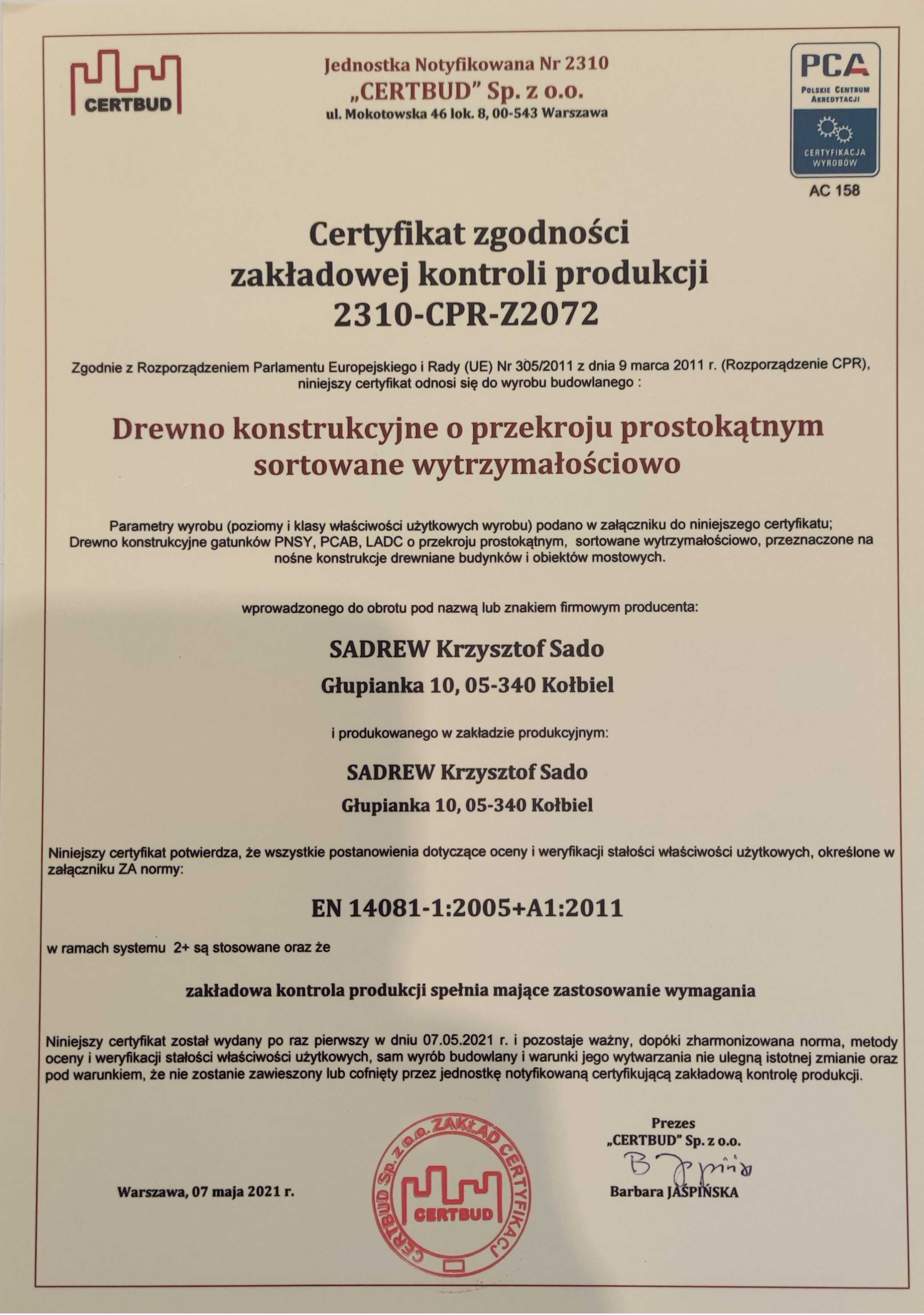 Drewno konstrukcyjne C24 45x95 świerk