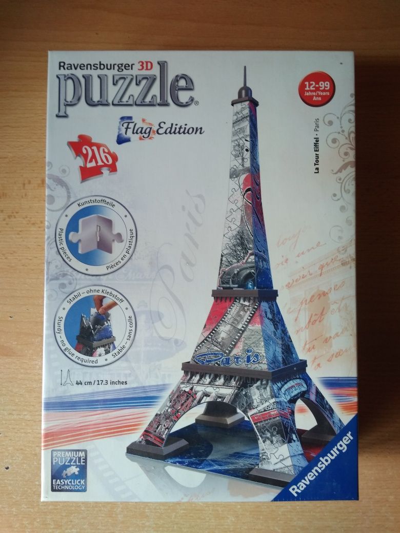 Puzzle 3D Ravensburger-wieża Eiffla- Flag edition