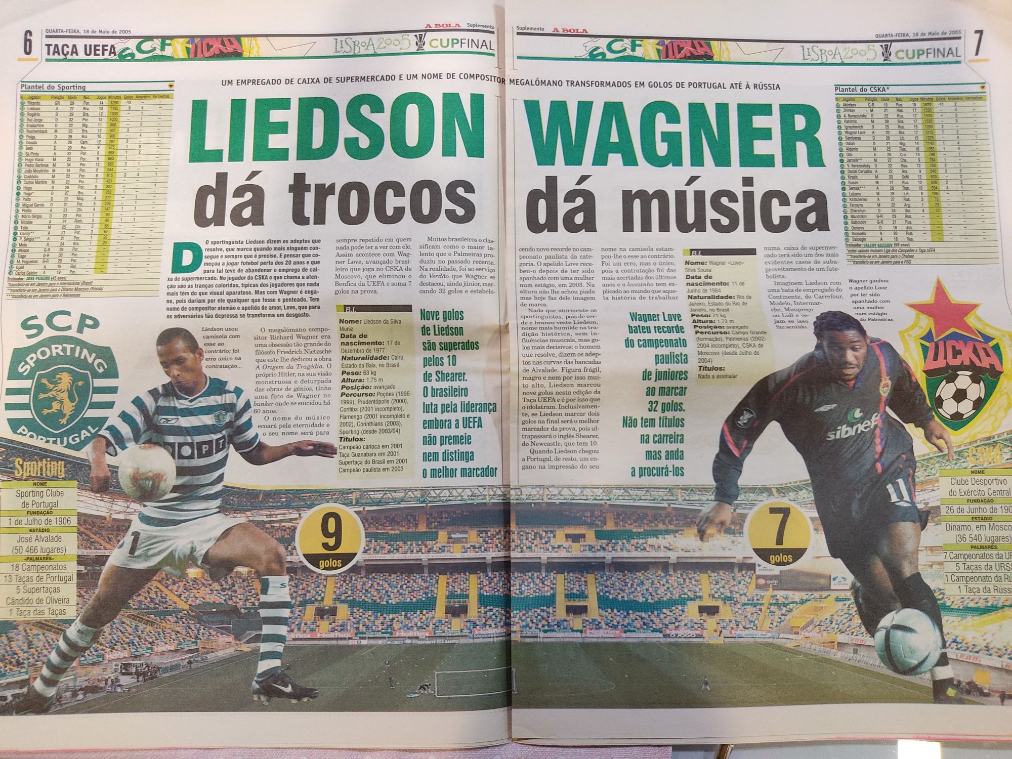 Suplemento especial A Bola Sporting CSKA final taça UEFA 2005