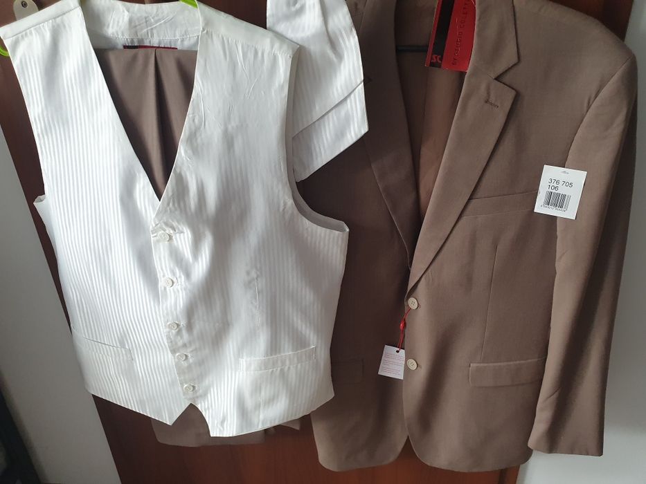 Garnitur męski marynarka spodnie kamizelka r.xl/xxl