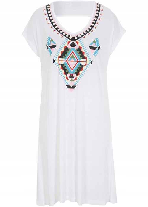 B.P.C sukienka tunika plażowa biała z nadrukiem ^44/46