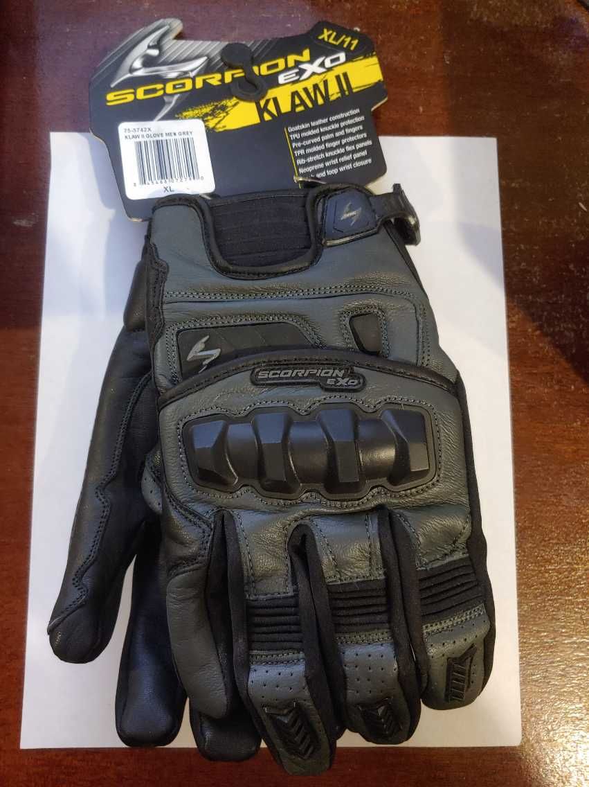 Новi мото перчатки ScorpionEXO Klaw II, сiрi шкiрянi, Size XL або L