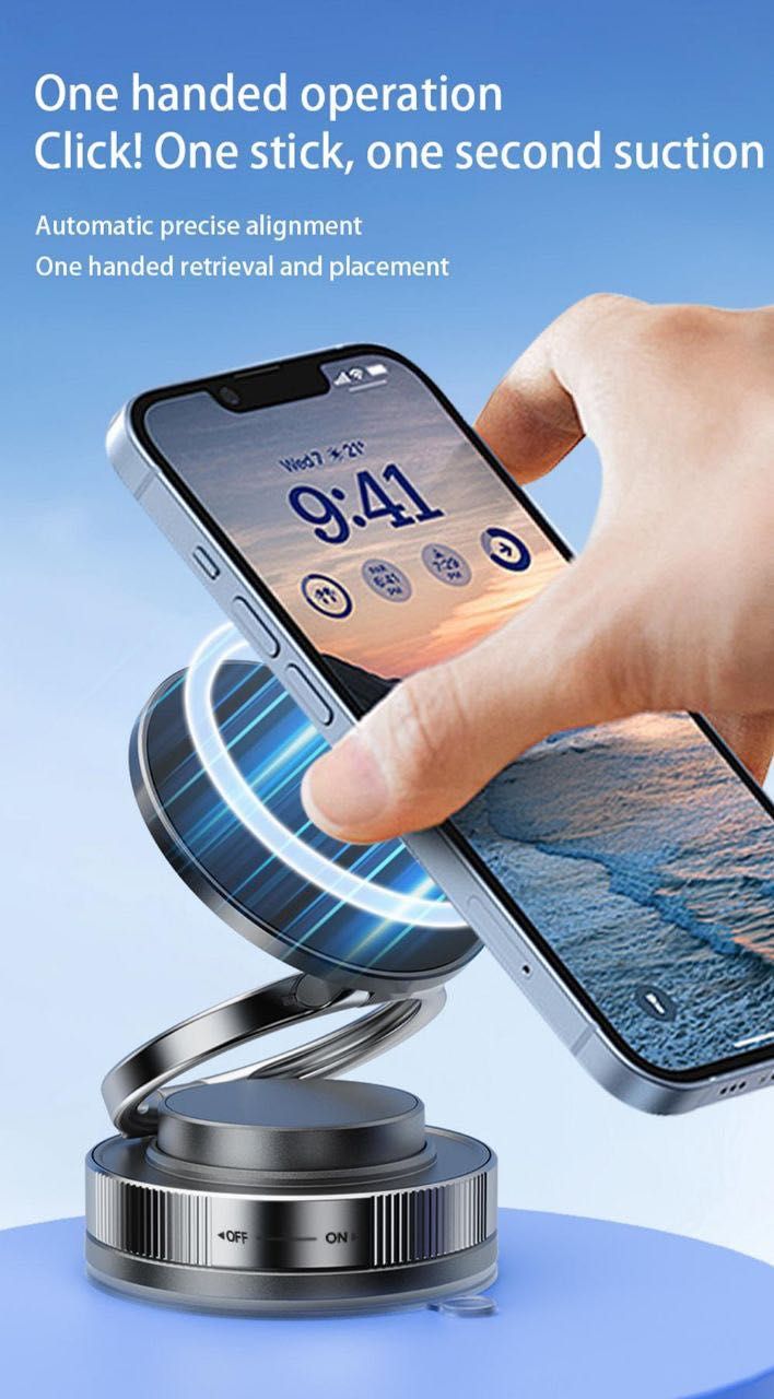 Універсальний магнітний вакумний автотримач підставка смартфона 360