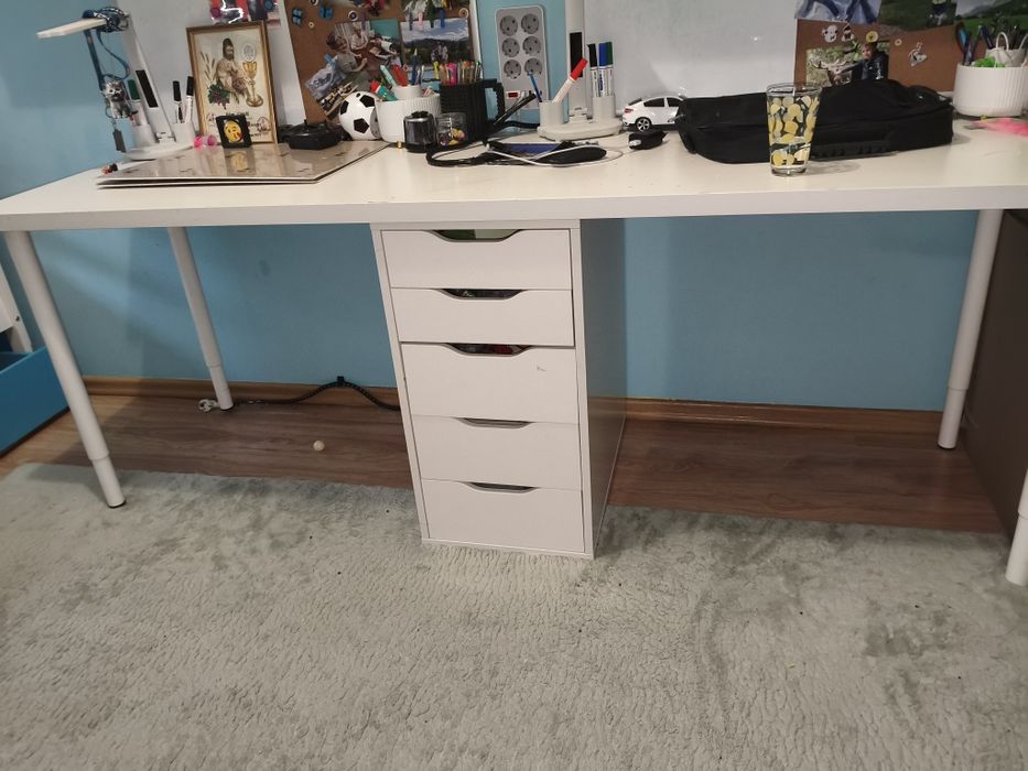 Biurko podwójne Ikea białe 200cm x 60cm