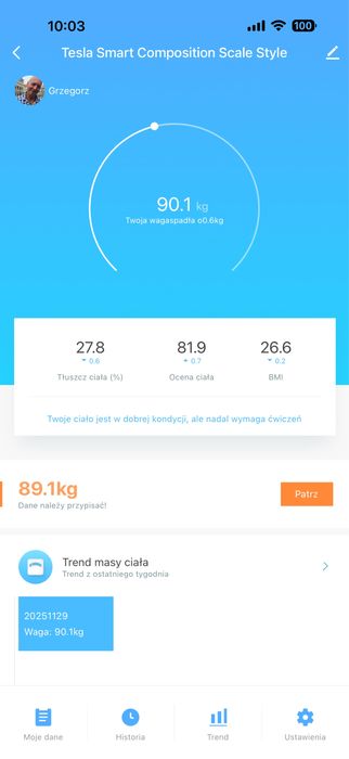 Tesla Smart Waga łazienkowa Style WiFi (TSL-HC-BF1321) Aplikacja BMI