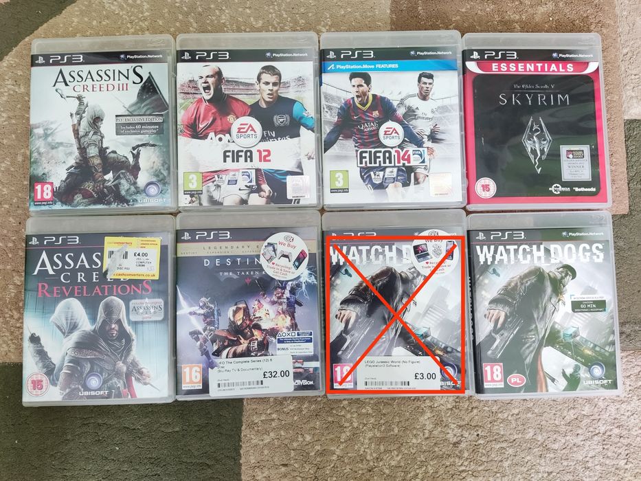 Gry na PS3 PlayStation 3 Watch Dogs Skyrim FIFA Assassin's Creed