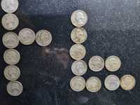 Monety 1/4 dolara USA Waszyngton, srebro 18 szt.