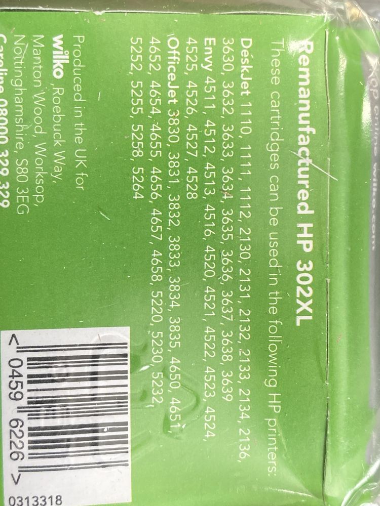 Wilko Black Inkjet Cartridge HP 302 XL