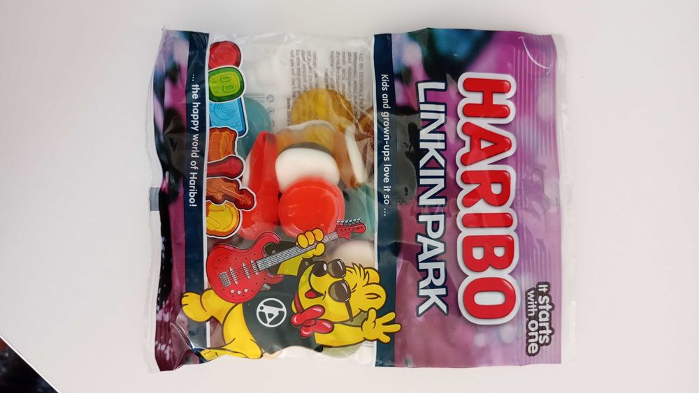 Żelki Haribo Linkin Park, naklejki z nowym logo