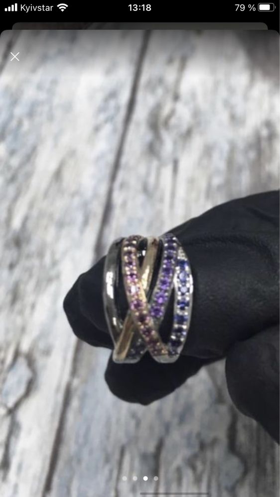 Серебрянные серьги с аметистами и сапфирами