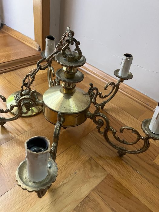 PRL żyrandol mosiężny lampa sufitowa