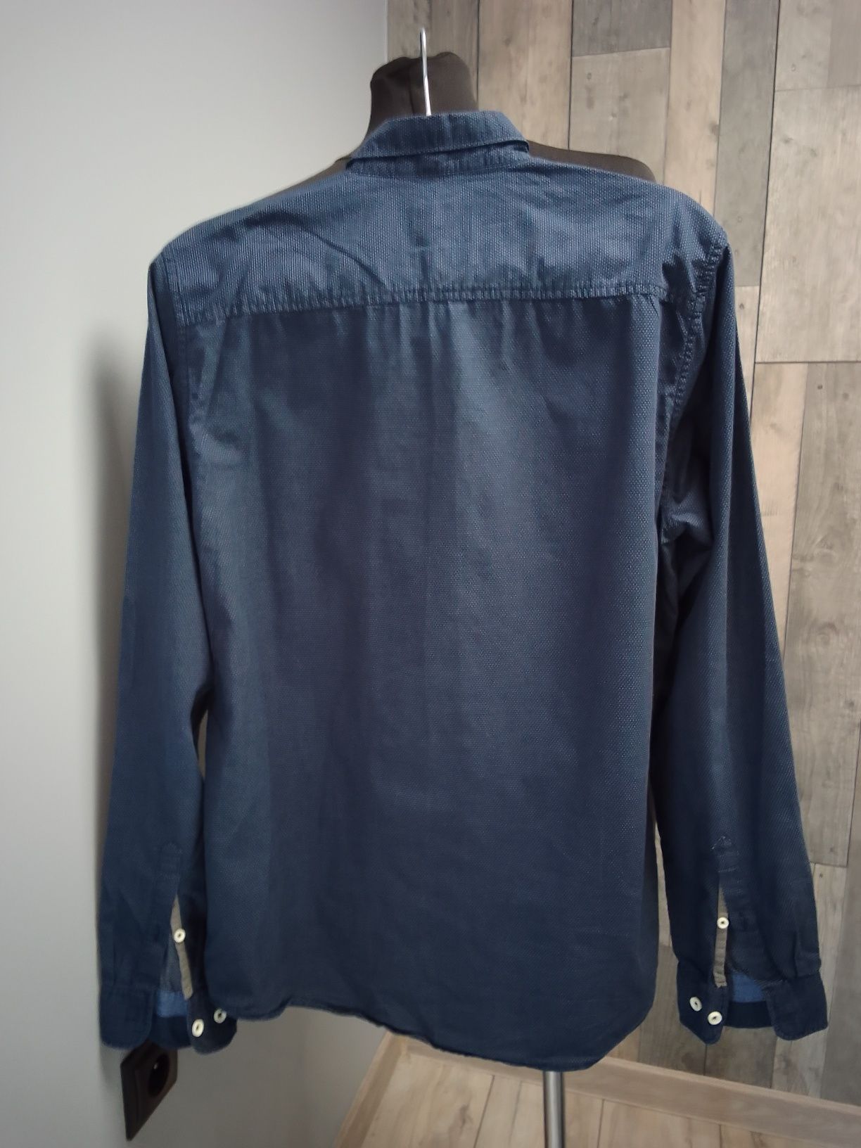 Garcia Jeans koszula granatowa męska w groszki XL pima cotton