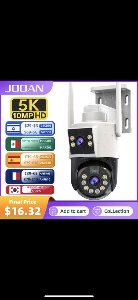 Kamera JOOAN  Wifi 10MP 5K 128GB + GRATISY