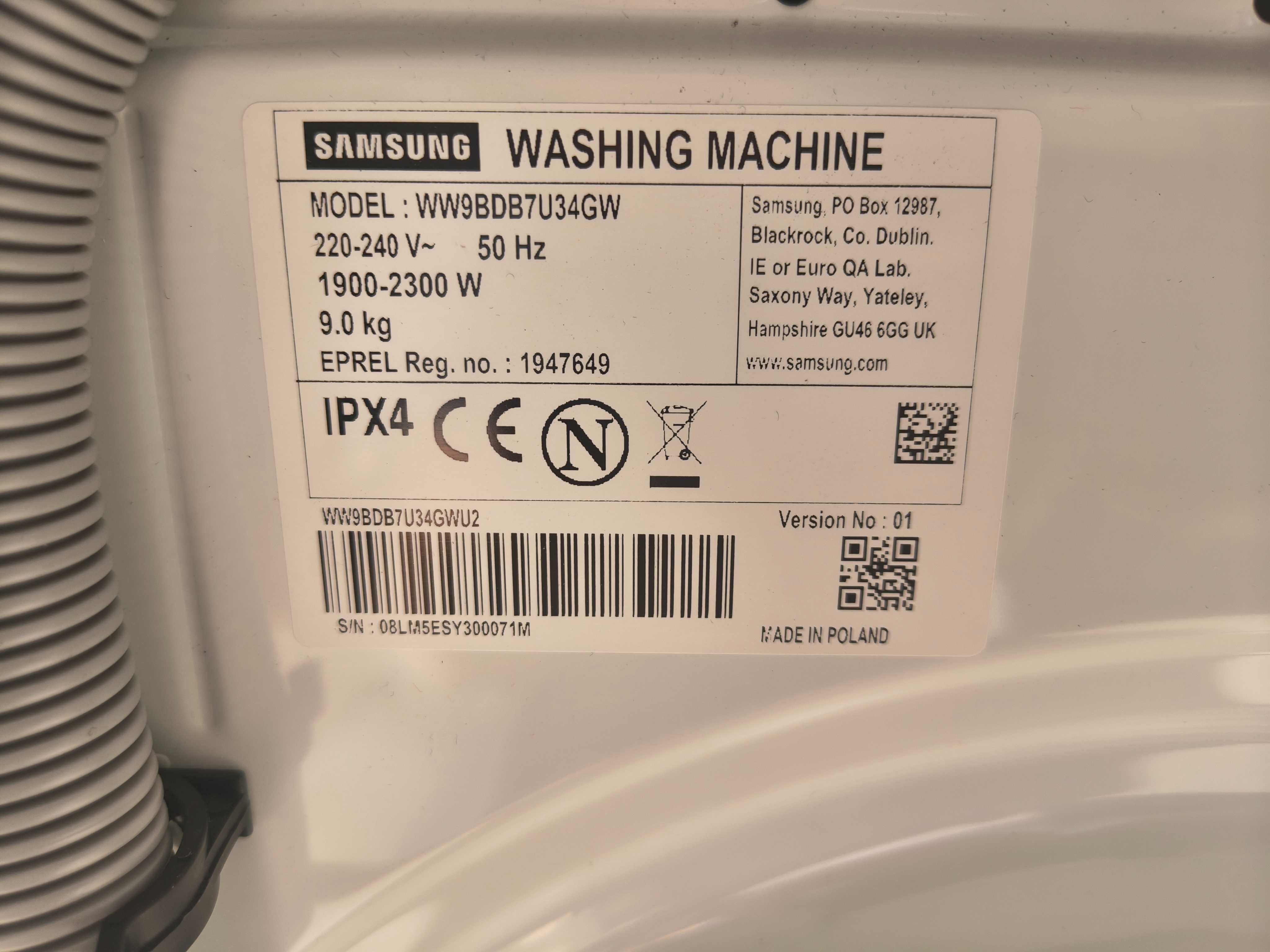 Pralka Samsung WW9BDB7U34GWU2