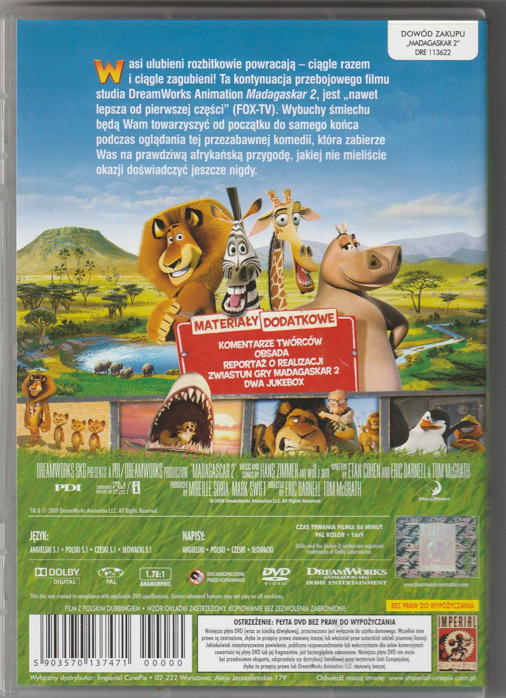 Madagaskar 2 (DVD) dubbing pl