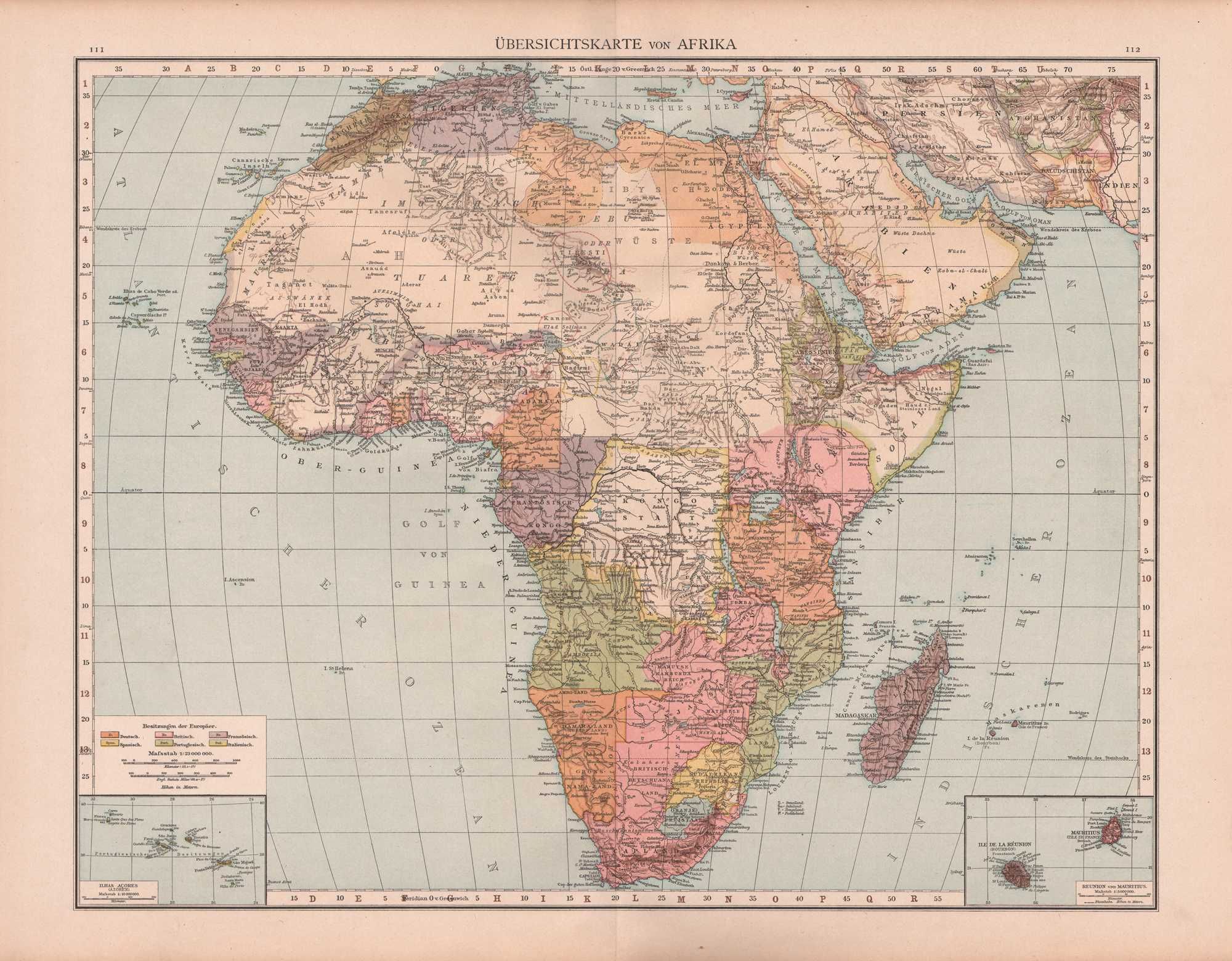 Afryka kolonialna efektowna stara mapa 1893 rok autentyk