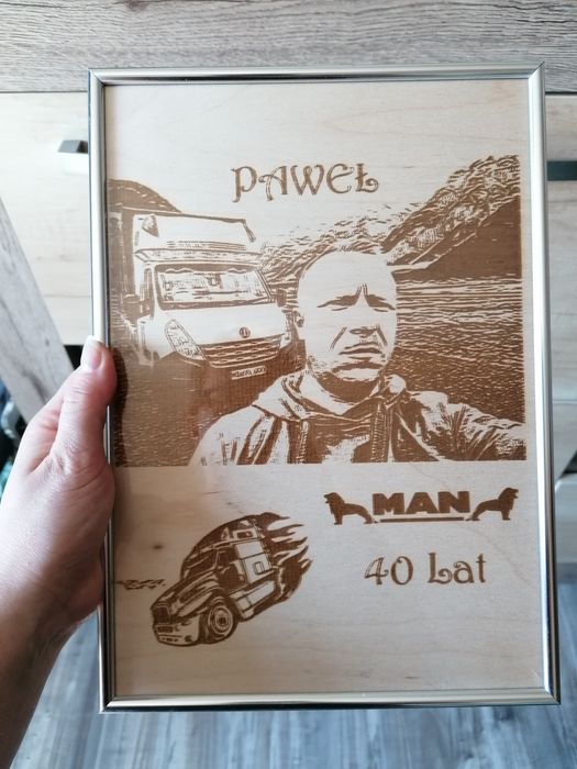 Zdjęcie, obraz wypalane w drewnie, sklejce "Handmade prosto z serca"