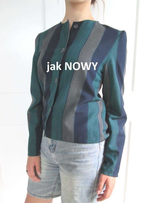 Lekki żakiet wdzianko narzutka prawdziwa perełka vintage S M 36 38